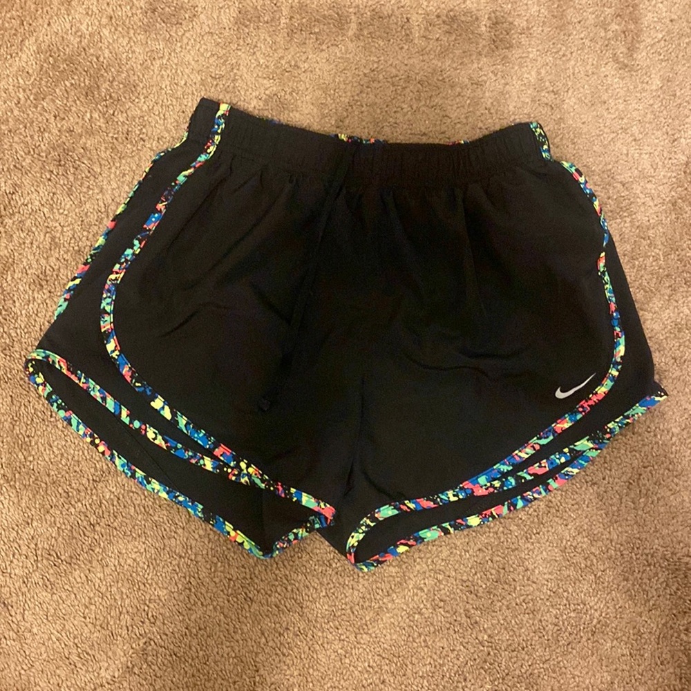 Black Nike shorts with colorful lining size medium